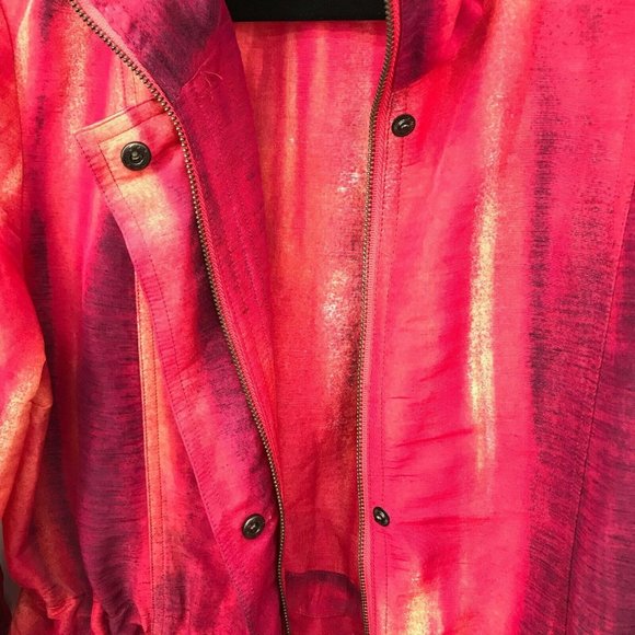 Chico's Womens Adjustable Waist Linen Blend Casual Zip Front Red Jacket Size M - Picture 3 of 9